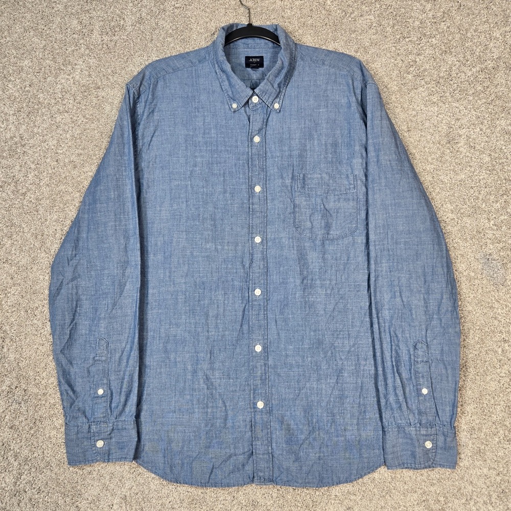 J.Crew Chambray Long Sleeve Button Down Blue Men's XL 100% Cotton Jcrew